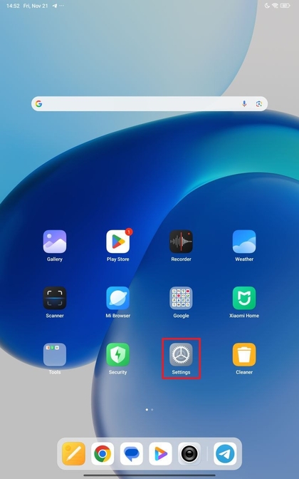App Instellingen openen op Xiaomi Redmi Pad Pro