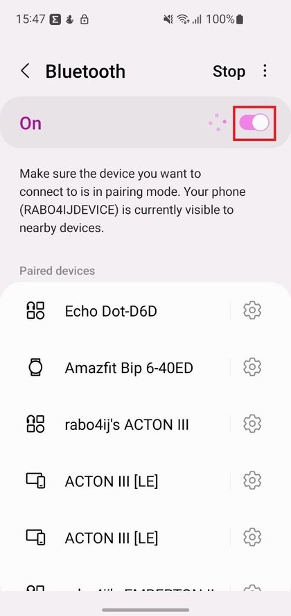 Bluetooth-instellingen op Android-telefoon