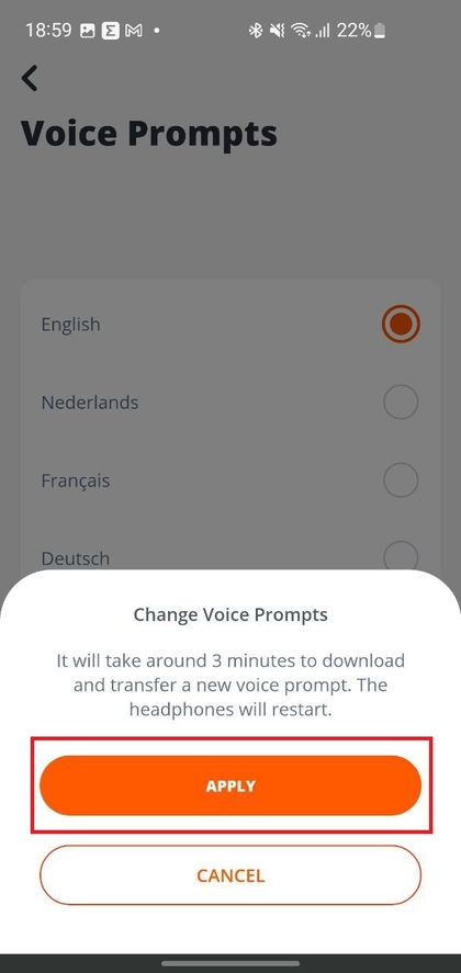 Taalwijzigingen toepassen in de JBL-app