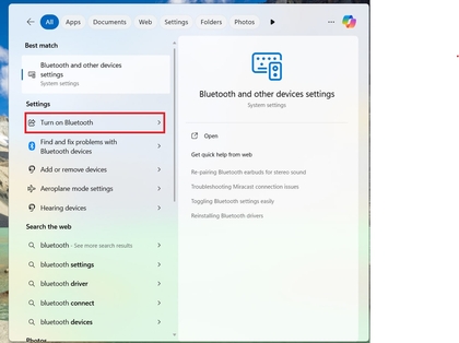 Bluetooth-instellingen openen op een Windows-laptop