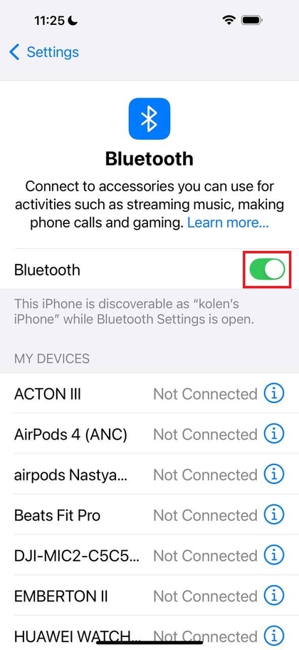 Bluetooth inschakelen op iPhone