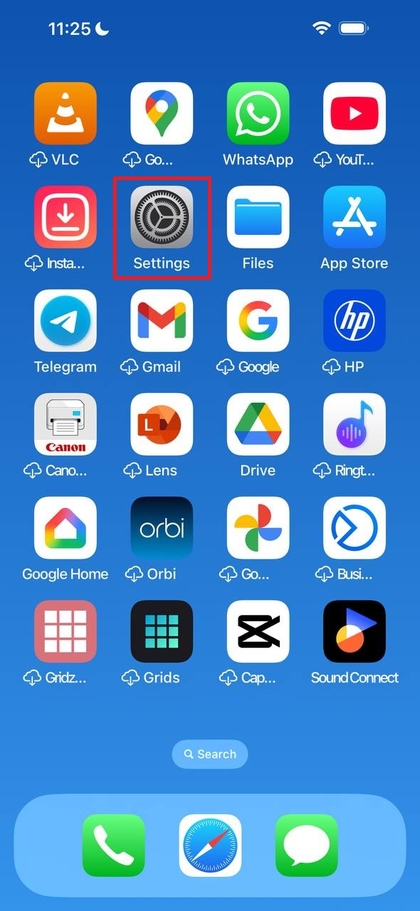Instellingen openen op iPhone