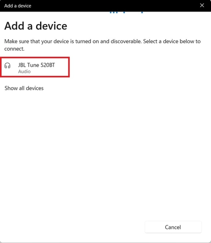 Bluetooth-menu voor apparaten