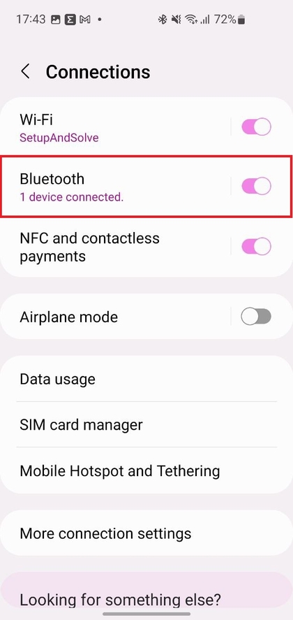Bluetooth-instellingenmenu op smartphone