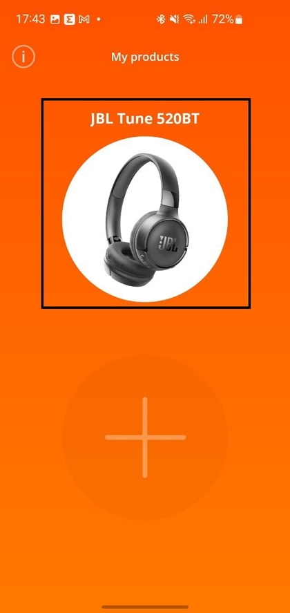 JBL Headphones-app die verbinding maakt met JBL Tune 520BT
