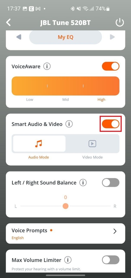 De Smart Audio & Video-schakelaar in de app omschakelen
