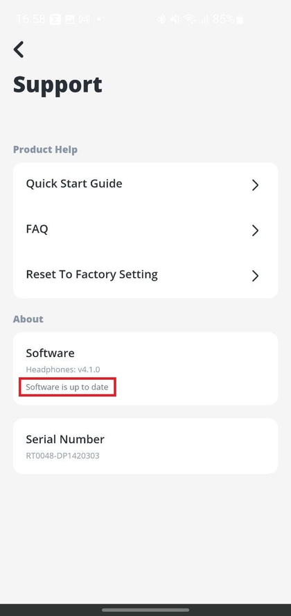 De nieuwste softwareversie bevestigen in de JBL-app