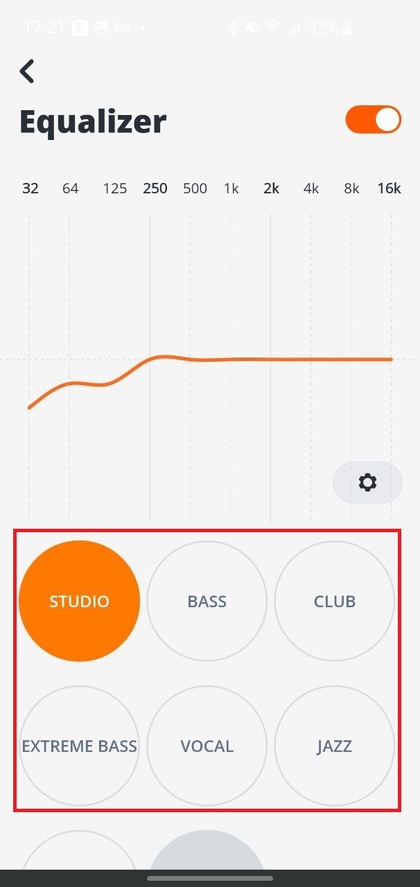 Een equalizer-voorinstelling kiezen in de JBL-app
