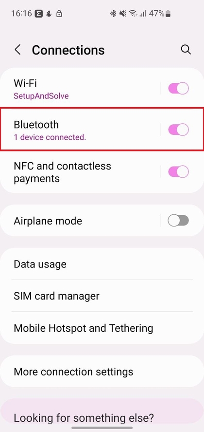Android-pagina met verbonden apparaten