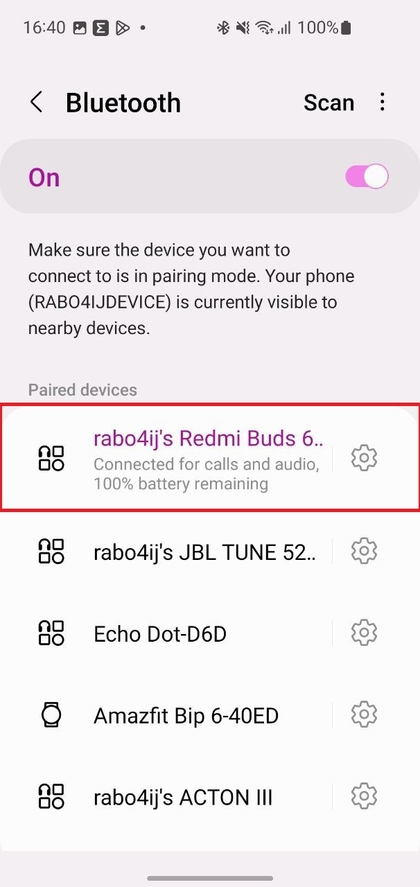Xiaomi Redmi Buds 6 Lite verbonden met telefoon