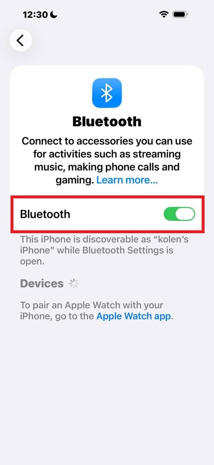 iPhone Bluetooth-instellingen