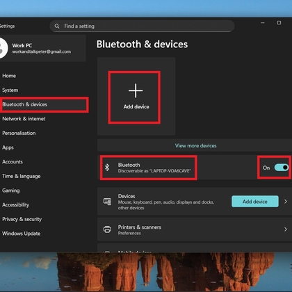 Bluetooth-instellingen op een Windows-pc