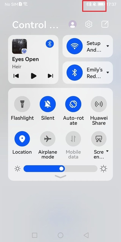 Configuratiescherm met batterijpercentage van Xiaomi Redmi Buds 6 Play