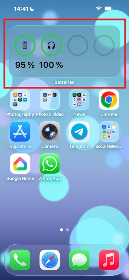 Batterijwidget toegevoegd op het startscherm