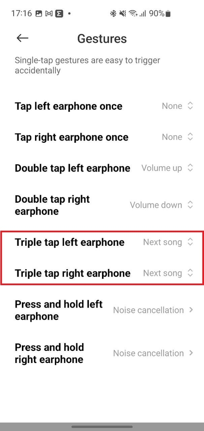 Drie keer drukken op Redmi Buds 6 Lite-oordopjes om nummers over te slaan