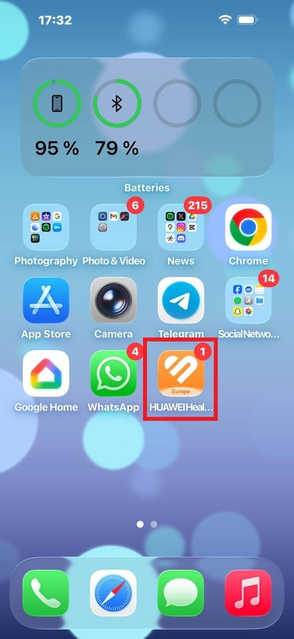 Startscherm van de Huawei Health-app