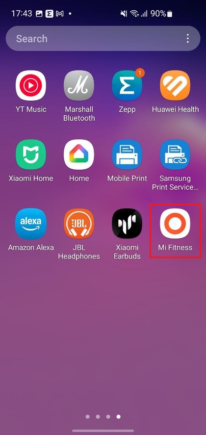 Mi Fitness-app starten