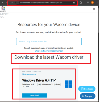 Wacom-stuurprogramma's downloaden