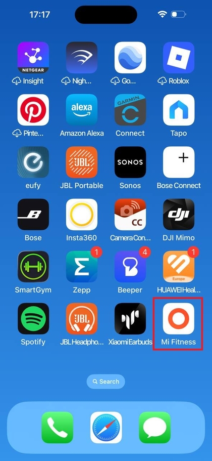 Mi Fitness-app-icoon op smartphone