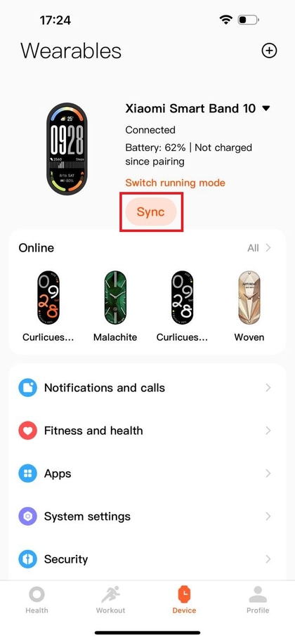 Xiaomi Smart Band 10 met gesynchroniseerde apps