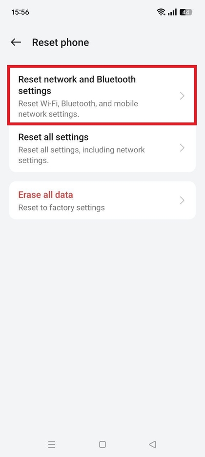 Bevestig het resetten van de netwerkinstellingen op Realme C75
