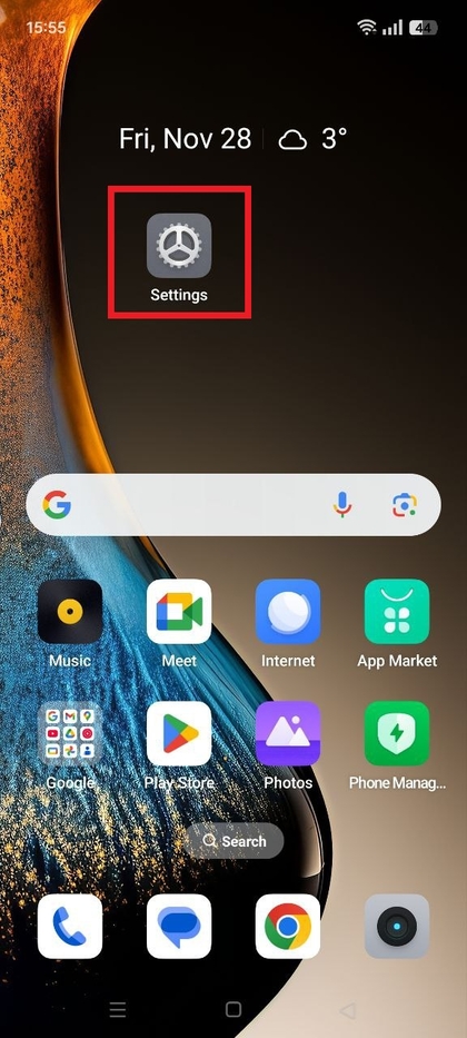 Realme C75 pictogram van de app Instellingen