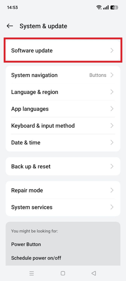 Realme C75 controleert op updates