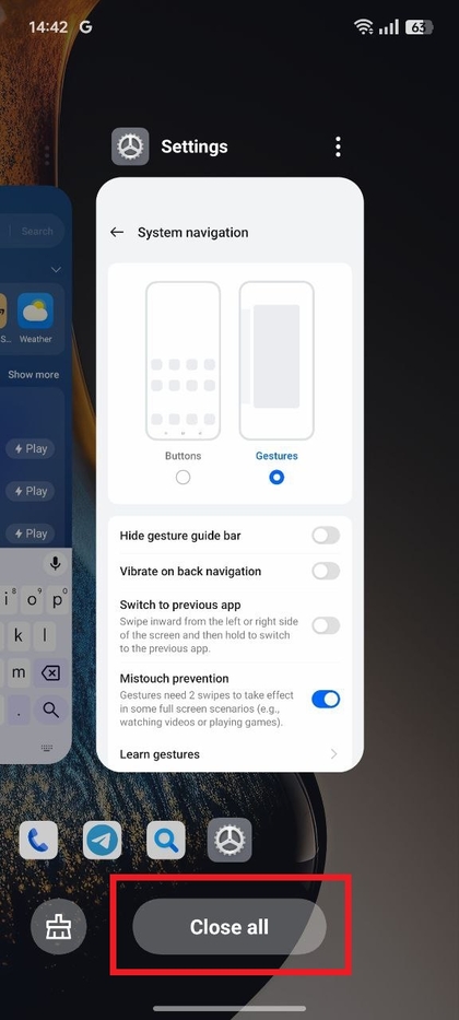 Alle actieve apps sluiten op Realme C75