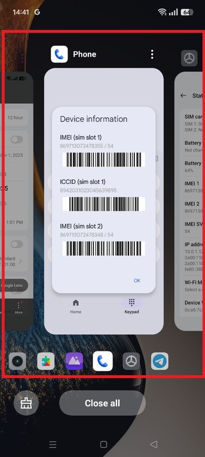 Recente apps openen op Realme C75