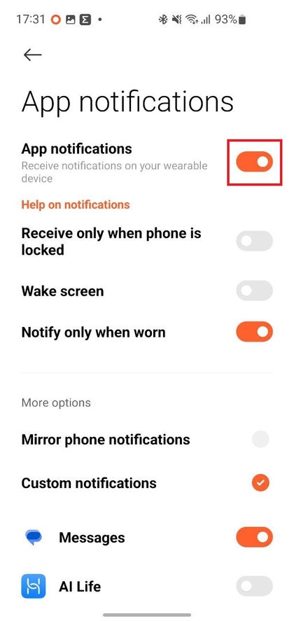 App-meldingen inschakelen in Mi Fitness