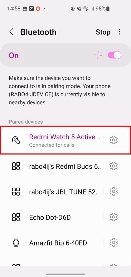 Xiaomi Redmi Watch 5 Active verbinden via Bluetooth