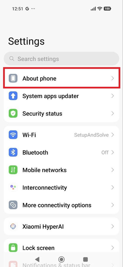 Sectie Over de telefoon op POCO F8 Pro