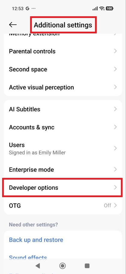 Menu Aanvullende instellingen op POCO F8 Pro