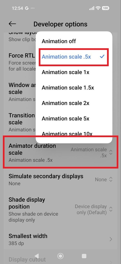 Animatieschalen in Ontwikkelaarsopties