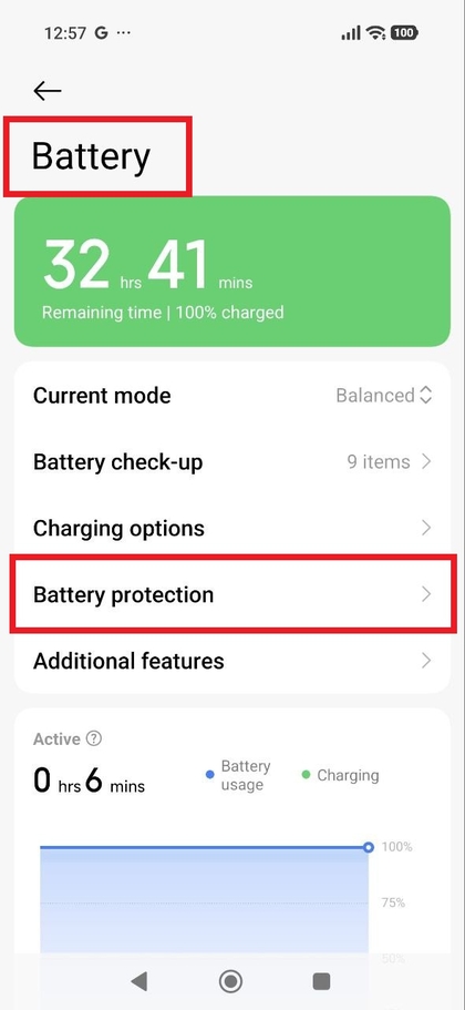 Batterijmenu op POCO F8 Pro