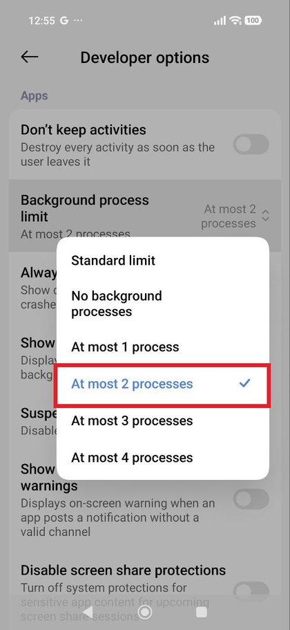 Achtergrondproceslimiet instellen op POCO F8 Pro