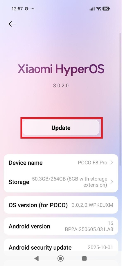 Software bijwerken op POCO F8 Pro