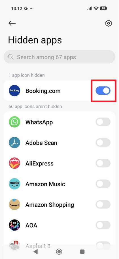 Selectie van apps om te verbergen op de POCO F8 Pro