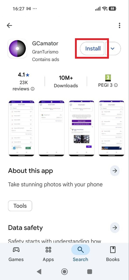 GCamator-app downloaden van de Play Store