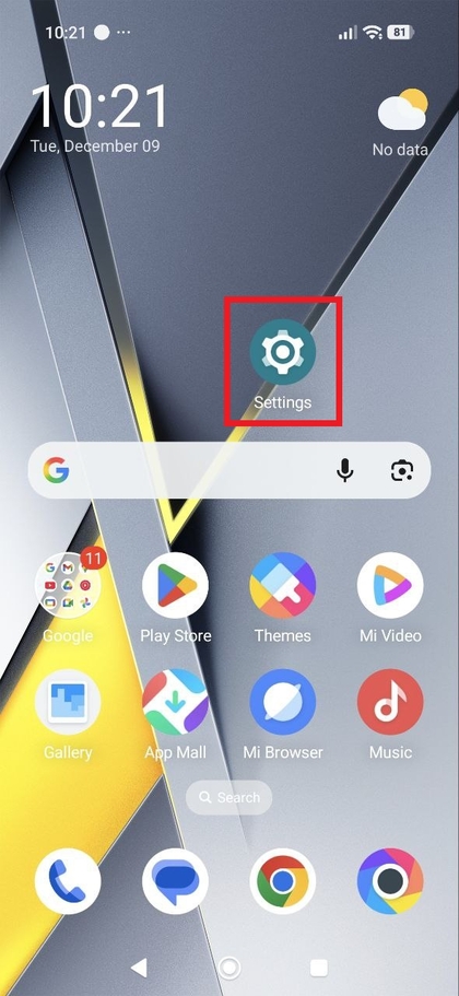 Instellingen openen op POCO F8 Pro