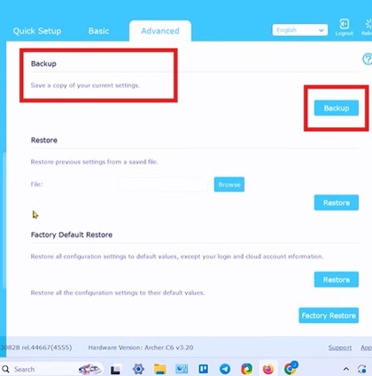 Back-up en herstel in de TP-Link-webinterface