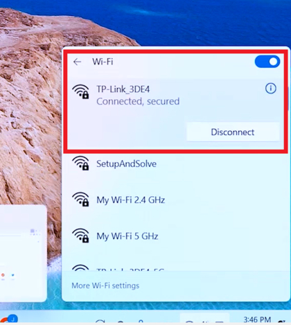 Wi-Fi-netwerkselectiescherm met TP-Link-opties