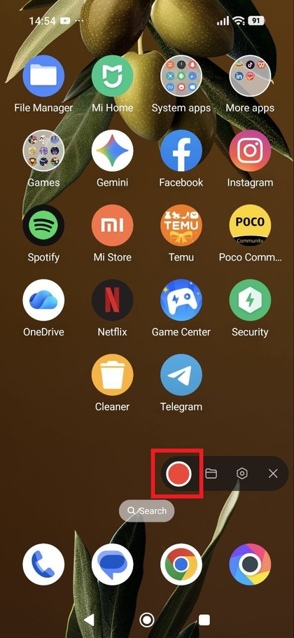 Schermopname starten op POCO F8 Pro