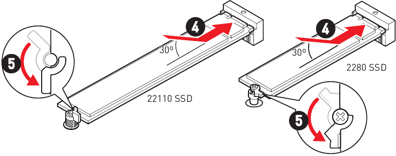 M.2-module in de M2_1-sleuf installeren - Stap 3