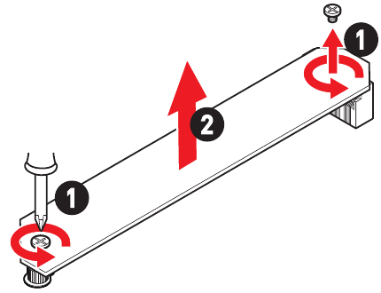 M.2-module in de M2_1-sleuf installeren - Stap 1