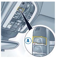 De ParkAssist-knop op de bovenconsole van een Porsche.