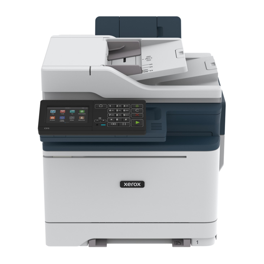 Voor- en achteraanzicht van de Xerox C315, C325, C410 en B410