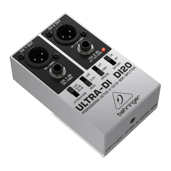 Behringer ULTRA-DI DI120 Gebruiksaanwijzing