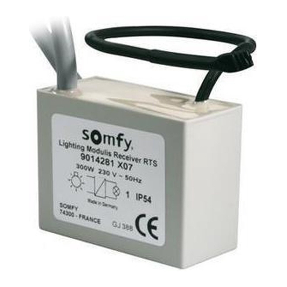 SOMFY Lighting Modulis RTS Receiver Aansluitprocedure