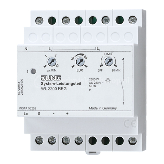 Jung WL 2200 REG Bedieningshandleiding